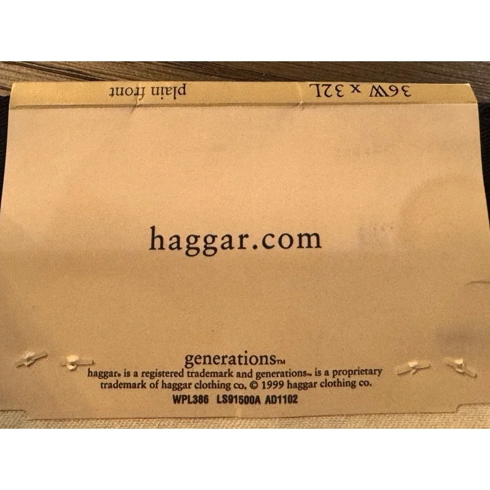Haggar Freedom Khaki Mens 36x32 Navy Blue Plain Front Cotton Stain Resistant New